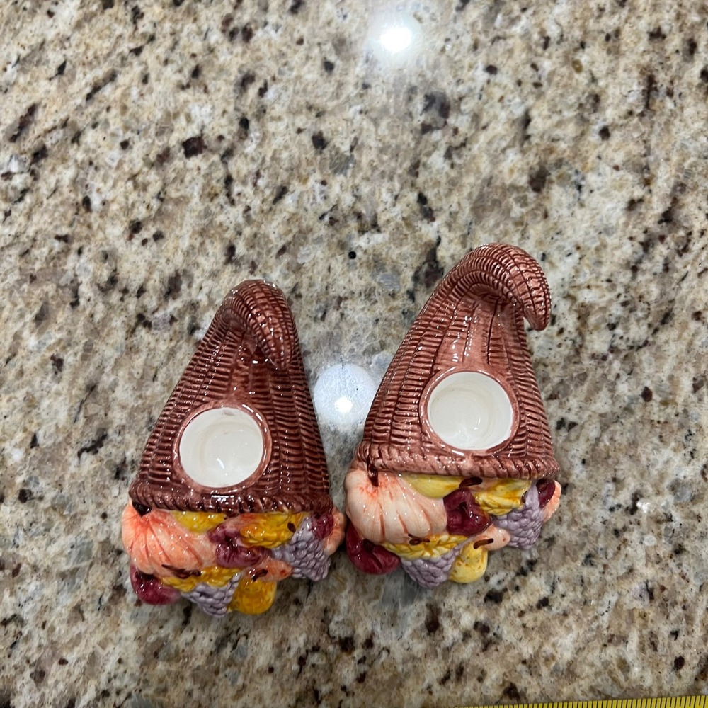 American Greetings Cornucopia Taper Candle Holders Set of 2 Thanksgiving Harvest - Picture 5 of 6